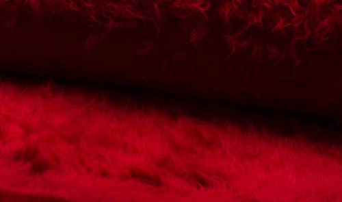 Fabrics-City FLOKATI TEDDYFELL Tela Carnaval confección BASTEL Requisiten FOTOSHOOTING Deko, Tejido de Pelo, Color Rojo, 100 x 150 cm