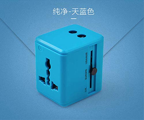 FANGCOOL Enchufes de Viaje en Todo el Mundo Multi-país Universal 2 Interfaz USB Adaptador convertidor multifunción-USB Potencia máxima de Salida 2100 mAh Azul