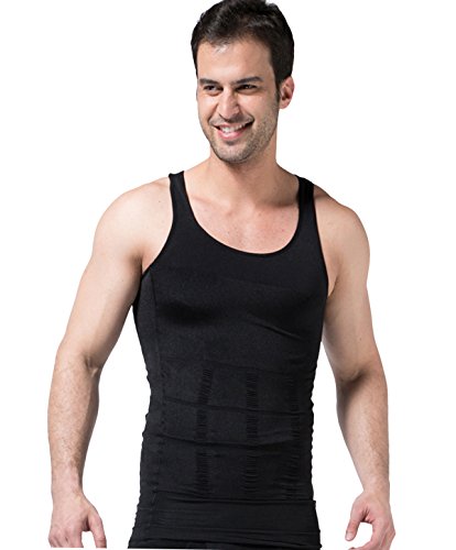 FEOYA - Faja Reductora Adelgazante para Hombre Camiseta sin Manga Reductora Compresión de Cintura Espalda Pecho Chaleco con Faja Abdominal - Negro - XL