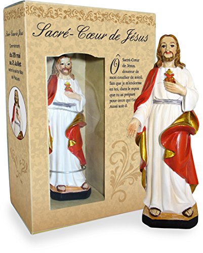 Ferrari & Arrighetti Estatua Sagrado Corazón de Jesús de 12 cm con Caja de Regalo y marcapáginas (en FRANCÉS)