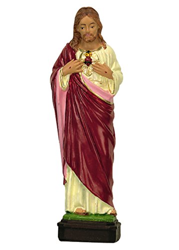 Ferrari & Arrighetti Estatua Sagrado Corazón de Jesús de Material irrompible Pintado a Mano - 16 cm