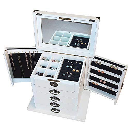 FGDFGDFEEGVD Gran joyero Multicapa Puertas de joyero de Madera Maciza en Ambos Lados con Espejo de Maquillaje Organizador de Soporte de joyería de Gran Capacidad con Cerradura FGDFGDFEEGVD Gran joyero Multicapa Puertas de joyero de Madera Maciza en Ambos Lados con Espejo de Maquillaje Organizador de Soporte de joyería de Gran Capacidad con Cerradura