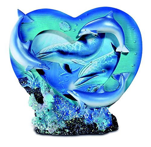 Figura de resina marco de fotos de delfines con corazón 16/14/2 cm