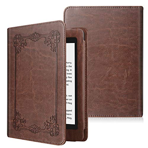 Fintie Folio Funda para Kindle Paperwhite (Todas Las Versiones, Incluida 10.ª Generación, 2018) - Estilo de Libro Carcasa Antichoque con Función de Auto-Reposo/Activación, Marrón Vintage