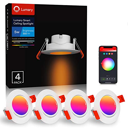 Foco Empotrable LED 5W WiFi Inteligente Downlight LED Techo Color Ajustable 2700K-6500K Blanco Cálido/Frío RGBW Rotable Ojos de Buey de LED,Compatible con Alexa/Google Home(4PCS) Foco Empotrable LED 5W WiFi Inteligente Downlight LED Techo Color Ajustable 2700K-6500K Blanco Cálido/Frío RGBW Rotable Ojos de Buey de LED,Compatible con Alexa/Google Home(4PCS)