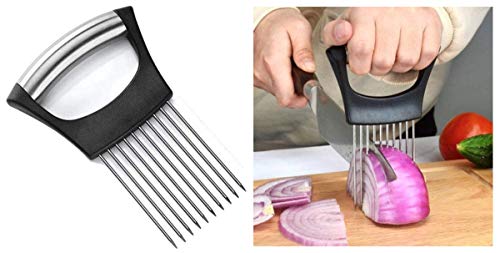 Food Slice Assistant,Onion Holder, Vegetable Potato Cutter Slicer Gadget,Food Slicers for Home Use, Easy to Clean (1 PC,Black)