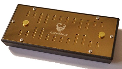 GERMANUS Sigaro Puro Humidor Humidificador Casete de Metal con Cristales, Metal, Oro