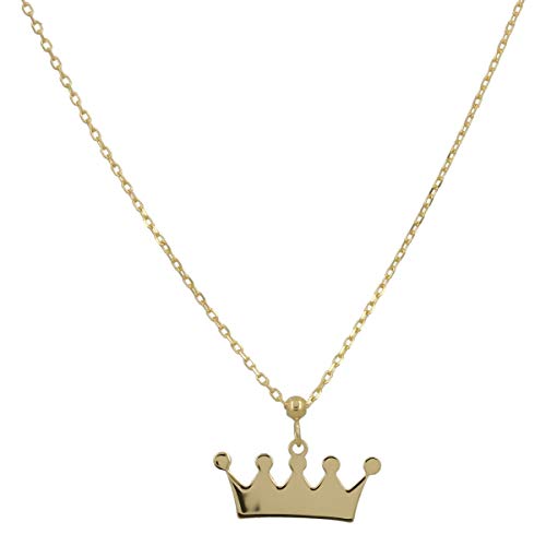 Gioiello Italiano - Collar"Corona" en oro amarillo 14kt, longitud ajustable max 44cm, para mujer y niña