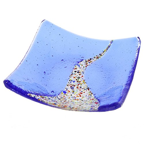 GlassOfVenice Plato decorativo cuadrado de cristal de Murano, color azul