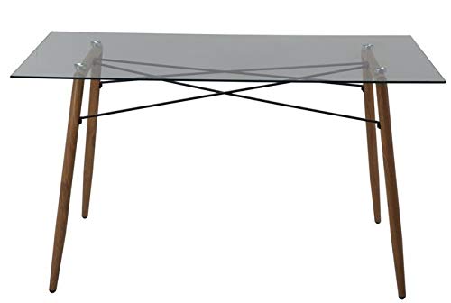 Grupo SDM Mesa de Comedor Metal, Cristal Transparente, 140 x 80 cms Grupo SDM Mesa de Comedor Metal, Cristal Transparente, 140 x 80 cms