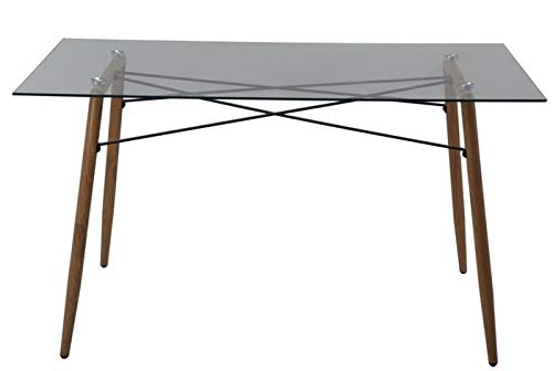 Grupo SDM Mesa de Comedor Metal, Cristal Transparente, 140 x 80 cms