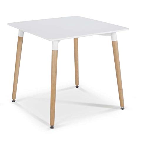 Grupo SDM Mesa de Comedor Torres, Madera, Tapa lacada Blanca de 80 x 80 cms