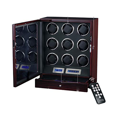 GUOSJ Cajas giratorias para 9 Relojes automáticos con Pantalla LCD táctil e iluminación LED incorporada, Control Remoto Disponible Watch Winder