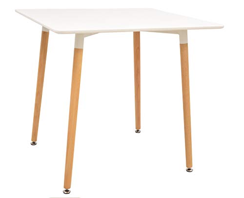 HABITMOBEL Mesa de Comedor Madera, Tapa lacada Blanca, 80 x 80 cms HABITMOBEL Mesa de Comedor Madera, Tapa lacada Blanca, 80 x 80 cms