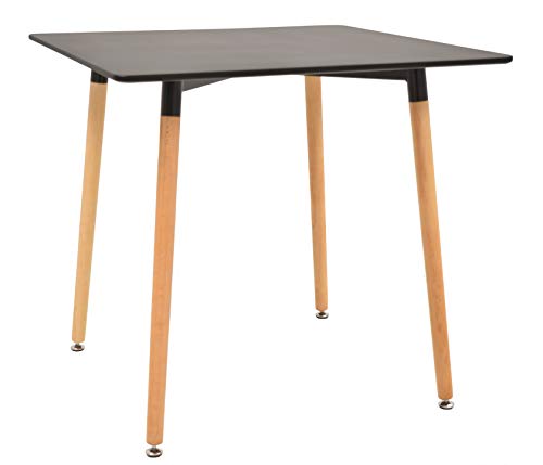 HABITMOBEL Mesa de Comedor Madera, Tapa lacada Negra, 80 x 80 cms HABITMOBEL Mesa de Comedor Madera, Tapa lacada Negra, 80 x 80 cms