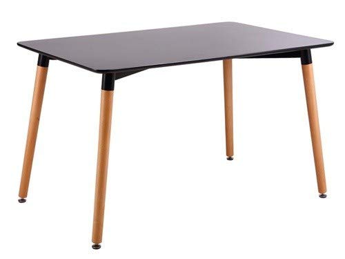 HABITMOBEL Mesa de Comedor y Cocina Madera, Tapa lacada Negra, 120 x 80 cms HABITMOBEL Mesa de Comedor y Cocina Madera, Tapa lacada Negra, 120 x 80 cms