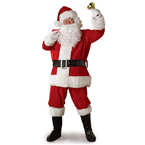 Hailouhai - Traje de Papá Noel, disfraz navideño unisex para adulto, ideal para cosplay, fiestas, Navidad rojo XXL