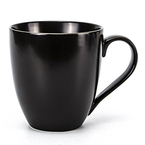 Hausmann & Söhne XXL Taza Gran Seda Negra Mate de Porcelana | Jumbo Cup 500 ml, 1 Taza, Taza de café/Taza de té Grande | Taza Negra | Idea para Regalo