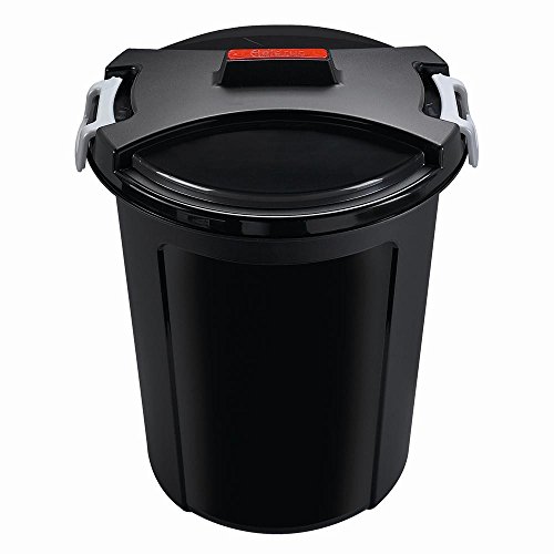 Heidrun – Contenedor Universal - 55 cm de Altura, diámetro de 48 cm, 46 l, Redondo, con Tapa, en Negro, de plástico
