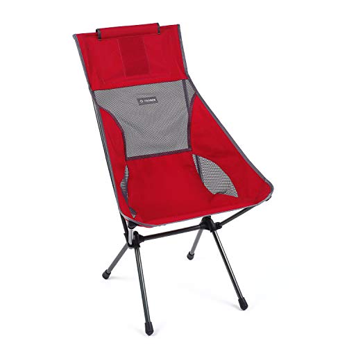 Helinox Sunset - Silla de camping ligera, respaldo alto, compacta, plegable, color escarlata/hierro