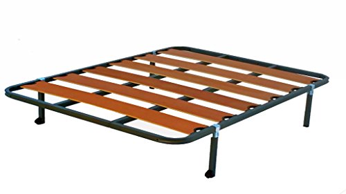 Hogar24-Somier Somieres Lama Ancha con Taco Anti-Ruido + 4 Patas cuadradas con Ruedas Alto 26 cm, Tubo 30 x 30; Medida 135x190