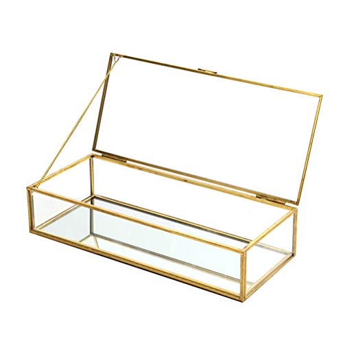 Holibanna organizador de joyas cubo anillo de cristal caja de visualización geométrica caja de almacenamiento retro colgante soporte regalo vintage dorado