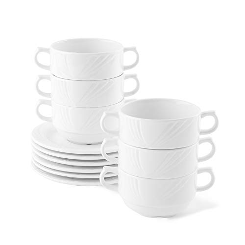 Holst Porzellan Lub 530 12 - Juego de tazas de sopa (porcelana, 12 unidades, 0,30 L, con platillo, para 6 personas)