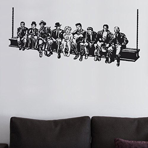 IDEAVINILO Vinilo Decorativo versión de Lunch ATOP a Skyscraper o Almuerzo en lo Alto de un Rascacielos, con Personajes Famosos del S.XX. Color Negro. Medidas: 115x50cm IDEAVINILO Vinilo Decorativo versión de Lunch ATOP a Skyscraper o Almuerzo en lo Alto de un Rascacielos, con Personajes Famosos del S.XX. Color Negro. Medidas: 115x50cm