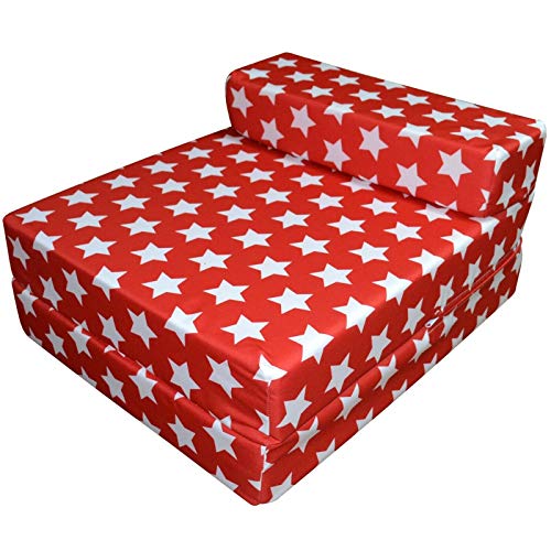IKB - Silla plegable para invitados, sofá de cama en Z, para adultos y niños, colchón plegable para sofá de invitados (estrellas rojas)