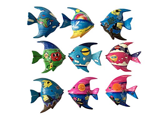 Imanes de pescado – imanes de madera pintados a mano, postes restantes y segunda elección artículo en el juego, peces de fantasía, imanes decorativos