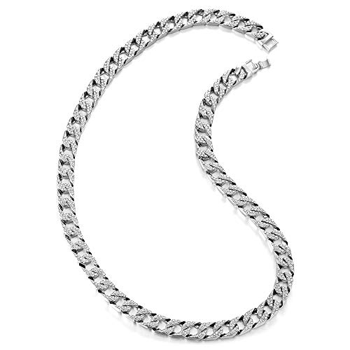 iMETACLII 14mm Ancho 76cm Largo, Cadena Barbada con Rhinestones Collar de Hombre Mujer, Hip Hop Punk iMETACLII 14mm Ancho 76cm Largo, Cadena Barbada con Rhinestones Collar de Hombre Mujer, Hip Hop Punk