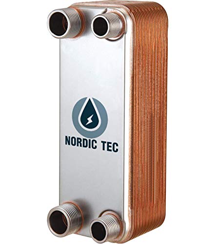 Intercambiador de calor de placas NORDIC TEC Ba-12-20, 20 placas, 0.24m², max. 45kW, 3/4&1/2"