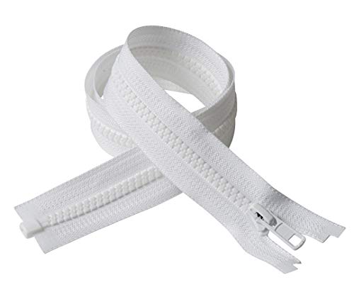 IPEA Cremallera de tamaño # 5 – Varios longitudes – 2 piezas – 2 cremalleras divisibles para adornar chaquetas – Cremallera – Largo 45 cm – Ancho 30 mm – Color blanco IPEA Cremallera de tamaño # 5 – Varios longitudes – 2 piezas – 2 cremalleras divisibles para adornar chaquetas – Cremallera – Largo 45 cm – Ancho 30 mm – Color blanco