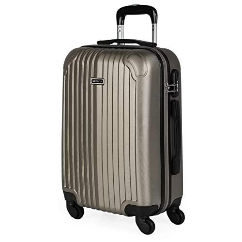 ITACA - Maleta de Viaje Cabina Rígida 4 Ruedas 55 cm Trolley ABS. Equipaje de Mano. Pequeña Resistente Cómoda y Ligera. Low Cost Ryanair. Estudiante. Calidad y Diseño. T71550, Color Champagne