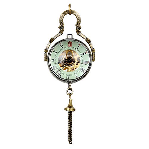 JewelryWe Reloj de Bolsillo Transparente, El Ojo del Tiempo, Steampunk Reloj Bronce de Estilo Retro Vintage, con Cadena Larga de 82cm, Buen