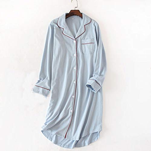 JJZSL Algodón Noche Uso botón camisón túnica Mujer Ropa de Dormir Noche para Mujeres otoño Longitud-Longitud Cuello de Turno Suelto Nighty (Color : B, Size : Medium)