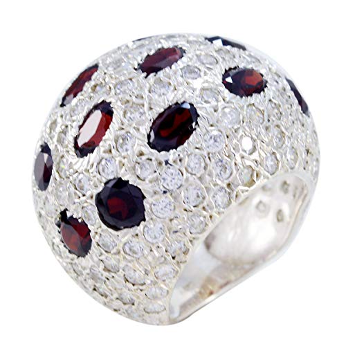 joyas plata buenas piedras preciosas forma ovalada multi piedra anillo granate facetado - anillo de plata 925 granate rojo - nacimiento de enero capricornio