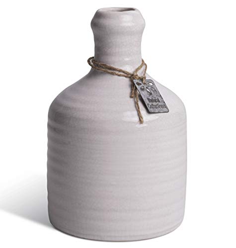 Juego de 2 jarrones de cerámica, 16 cm de alto, como decoración para cocina, baño, como jarrón de mesa en el salón, balcón o jardín, en blanco craquele, como regalo para Pascua Juego de 2 jarrones de cerámica, 16 cm de alto, como decoración para cocina, baño, como jarrón de mesa en el salón, balcón o jardín, en blanco craquele, como regalo para Pascua