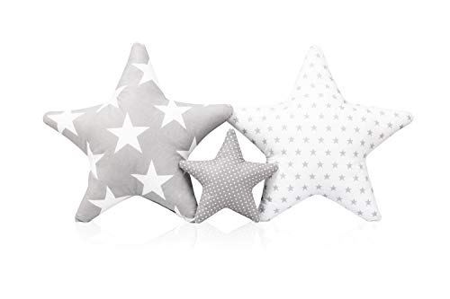 Juego de 3 cojines decorativos con diseño de estrella, aprox. 60 cm/28 cm, para habitación de los niños, con relleno, para dormitorio, habitación de bebé, niña, niño Juego de 3 cojines decorativos con diseño de estrella, aprox. 60 cm/28 cm, para habitación de los niños, con relleno, para dormitorio, habitación de bebé, niña, niño