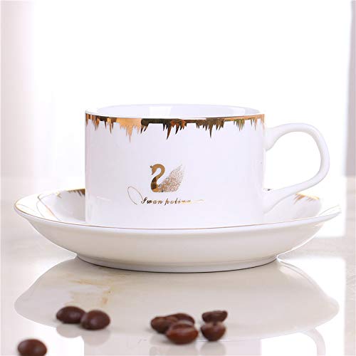 Juego de tazas de cerámica de taza de café con varios patrones Tazas y platos reutilizables con portavasos 2 tazas Plato Cuchara de porcelana Cisne