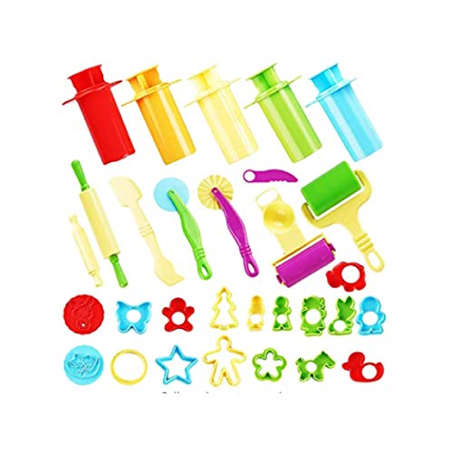 Juego pack de 30 herramientas para plastilina - herramienta masa, Incluye cortadores - Moldes -Impresiones para arcilla de colores - Distintas formas y modelos - Colores variados