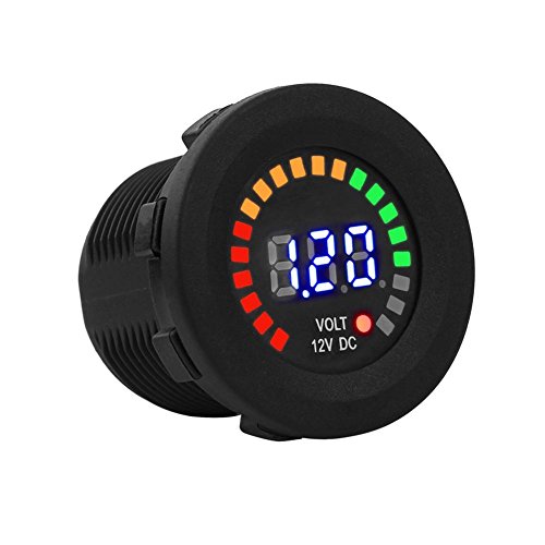Keenso 12V Voltímetro de pantalla digital LED Impermeable para barco Vehículo marino Motocicleta Camión Atv Utv Coche Camper Caravana Panel redondo digital Keenso 12V Voltímetro de pantalla digital LED Impermeable para barco Vehículo marino Motocicleta Camión Atv Utv Coche Camper Caravana Panel redondo digital