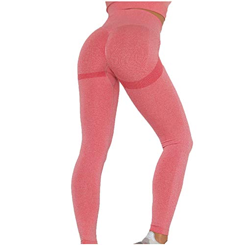 Keepwin Leggins Push Up Mujer Mallas de Deporte de Mujer Pantalones Largos Deportivas Mujeres Elásticos Pantalon de Talle Alto para Yoga Running Gym Fitness Seamless (Rojo Sandía, Medium)