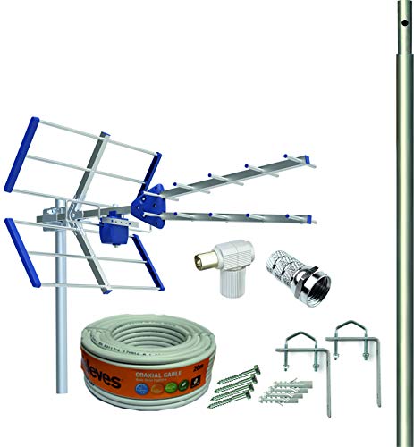 Kit Antena TV Compact 5G + Rollo 20M TELEVES + MASTIL 1,5M + Garras + Tornillos + Conectores F Y TV. Kit Antena TV Compact 5G + Rollo 20M TELEVES + MASTIL 1,5M + Garras + Tornillos + Conectores F Y TV.