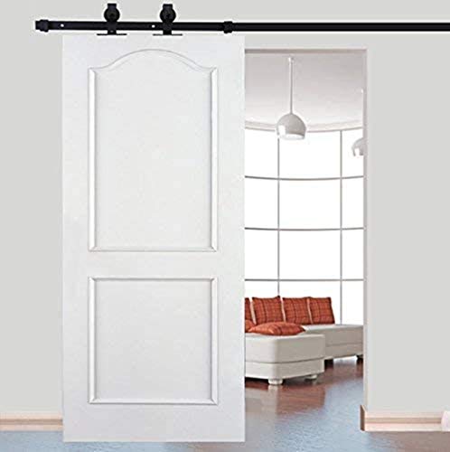 Kit de riel corredero para puerta corredera, polea con riel plegable, gran rueda negra para puerta corredera, puerta colgante de madera, separador de grano, armario de acero inoxidable, 6 FT (200 cm)