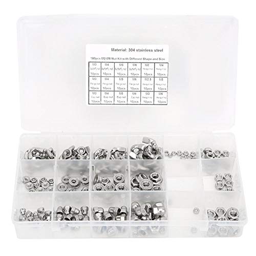 Kit herramientas clasificación tuercas 180 Uds, Kit tuercas acero inoxidable herramienta reparación tornillos tuerca hexagonal cubierta brida ala M2 M2.5 M3 M4 M5 M6 Kit herramientas clasificación tuercas 180 Uds, Kit tuercas acero inoxidable herramienta reparación tornillos tuerca hexagonal cubierta brida ala M2 M2.5 M3 M4 M5 M6