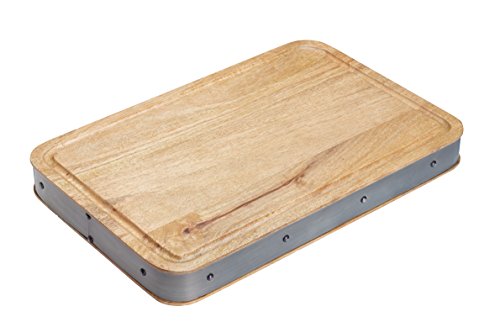 Kitchen Craft Industrial cocina hecha a mano de madera de carnicero, bloque tabla de cortar, madera, Beige/Gris, 48 x 32 x 5.2 cm
