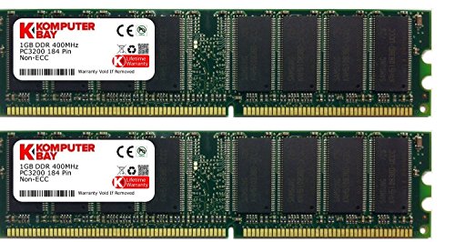 Komputerbay 2 GB DDR PC 3200 - Kit memoria DIMM para PC, 2GB (2 x 1GB), 184 PIN, PC3200, 400MHz, DDR, CL 3