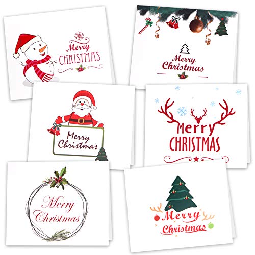 Kuuqa 36 piezas de tarjetas de Navidad con 36 sobres y 36 pegatinas (6 diseños)