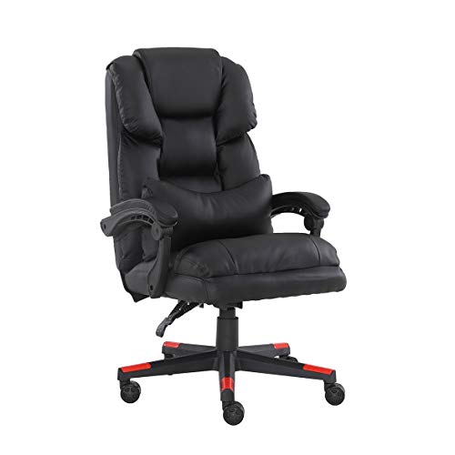 La silla de oficina clásica de cuero Boss con reposabrazos, giratoria, móvil y elevable, funciona cómodamente o juega en casa u oficina